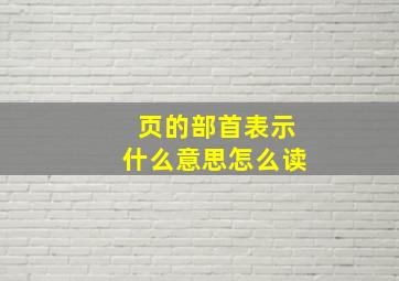 页的部首表示什么意思怎么读