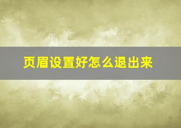 页眉设置好怎么退出来