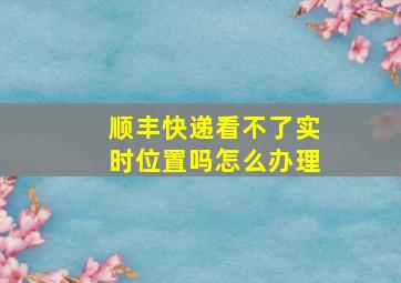 顺丰快递看不了实时位置吗怎么办理