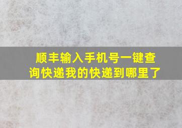 顺丰输入手机号一键查询快递我的快递到哪里了