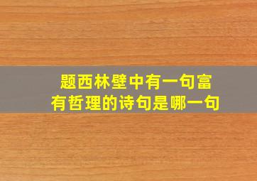 题西林壁中有一句富有哲理的诗句是哪一句