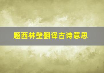 题西林壁翻译古诗意思