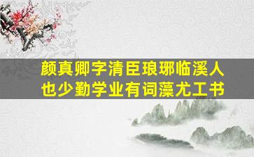 颜真卿字清臣琅琊临溪人也少勤学业有词藻尤工书