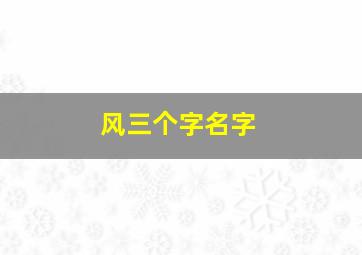 风三个字名字