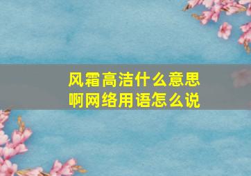 风霜高洁什么意思啊网络用语怎么说