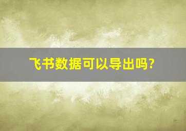 飞书数据可以导出吗?