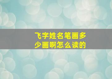 飞字姓名笔画多少画啊怎么读的