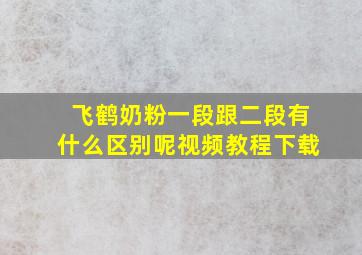 飞鹤奶粉一段跟二段有什么区别呢视频教程下载