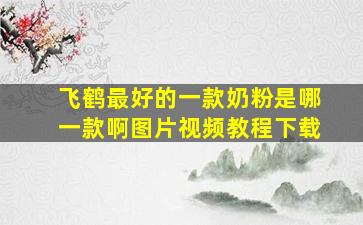 飞鹤最好的一款奶粉是哪一款啊图片视频教程下载