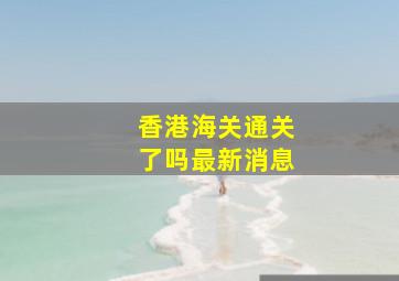 香港海关通关了吗最新消息