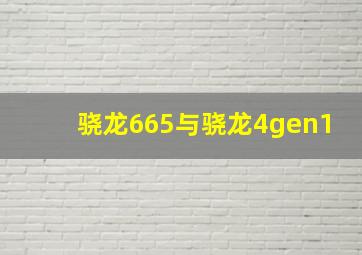 骁龙665与骁龙4gen1