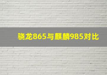 骁龙865与麒麟985对比