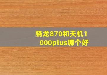 骁龙870和天机1000plus哪个好