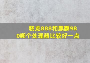 骁龙888和麒麟980哪个处理器比较好一点