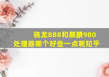 骁龙888和麒麟980处理器哪个好些一点呢知乎