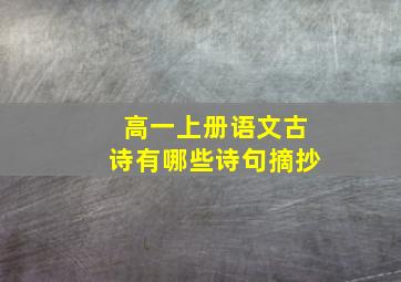 高一上册语文古诗有哪些诗句摘抄