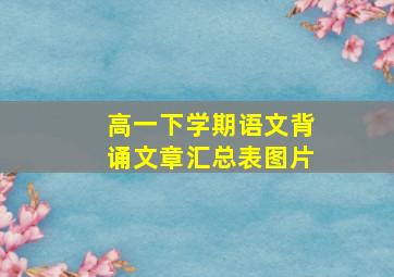 高一下学期语文背诵文章汇总表图片