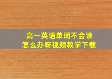 高一英语单词不会读怎么办呀视频教学下载