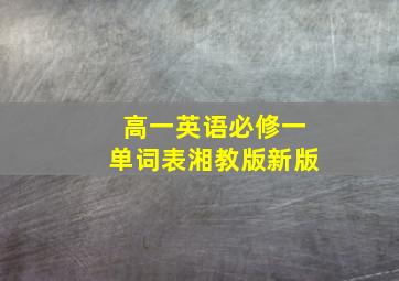 高一英语必修一单词表湘教版新版