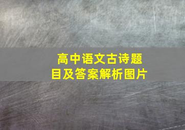 高中语文古诗题目及答案解析图片