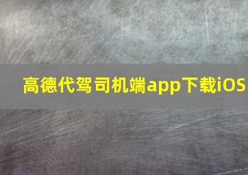 高德代驾司机端app下载iOS