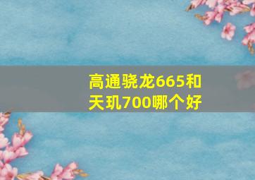 高通骁龙665和天玑700哪个好