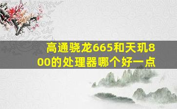 高通骁龙665和天玑800的处理器哪个好一点