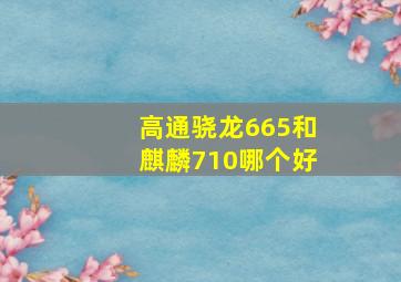 高通骁龙665和麒麟710哪个好