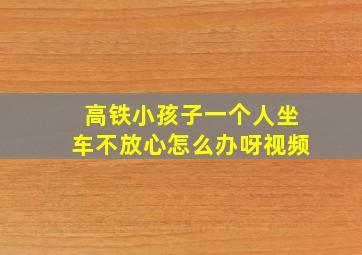 高铁小孩子一个人坐车不放心怎么办呀视频