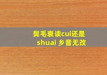 鬓毛衰读cui还是shuai 乡音无改