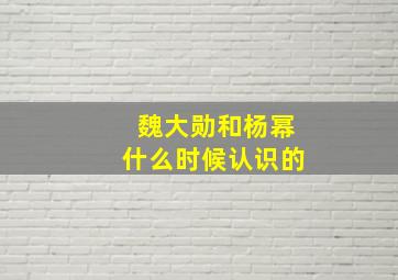 魏大勋和杨幂什么时候认识的