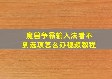 魔兽争霸输入法看不到选项怎么办视频教程