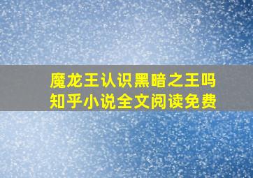 魔龙王认识黑暗之王吗知乎小说全文阅读免费