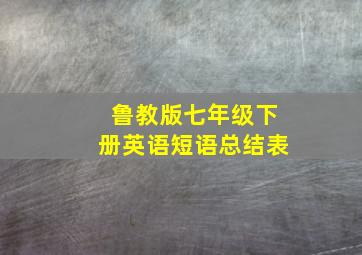 鲁教版七年级下册英语短语总结表