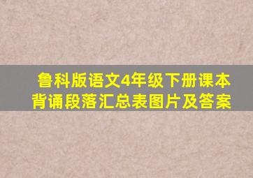 鲁科版语文4年级下册课本背诵段落汇总表图片及答案