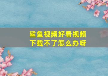 鲨鱼视频好看视频下载不了怎么办呀