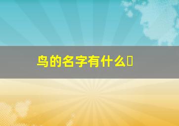 鸟的名字有什么❓