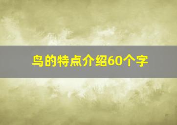 鸟的特点介绍60个字