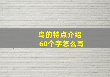 鸟的特点介绍60个字怎么写