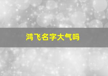 鸿飞名字大气吗