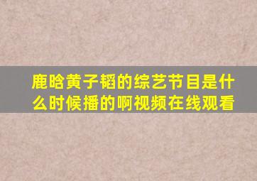 鹿晗黄子韬的综艺节目是什么时候播的啊视频在线观看