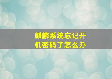 麒麟系统忘记开机密码了怎么办