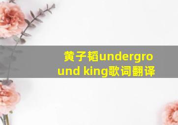 黄子韬underground king歌词翻译