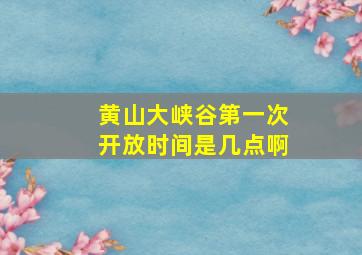 黄山大峡谷第一次开放时间是几点啊