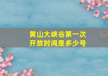 黄山大峡谷第一次开放时间是多少号