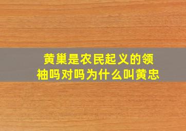 黄巢是农民起义的领袖吗对吗为什么叫黄忠