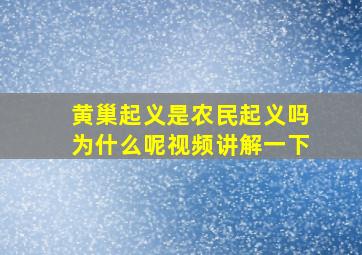 黄巢起义是农民起义吗为什么呢视频讲解一下