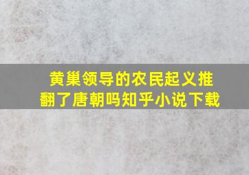 黄巢领导的农民起义推翻了唐朝吗知乎小说下载