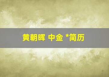 黄朝晖 中金 *简历