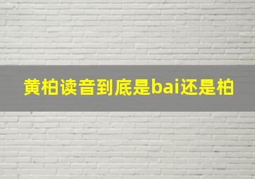 黄柏读音到底是bai还是柏